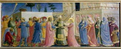 Jungfru Predelles bröllop. Målning på trä av Guido di Pietro (eller Fra Giovanni da Fiesole) dit Fra Angelico ou il Beato (1400-1455) av Fra  Angelico