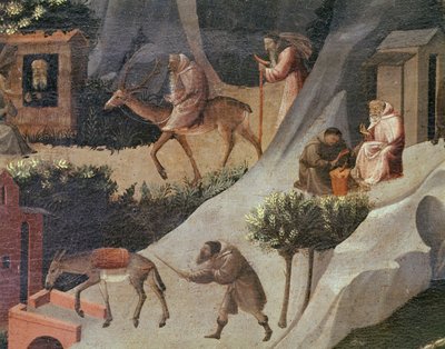 Munkarnas arbete, detalj av La tebaide av Fra (c.1387 1455) Angelico