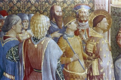 Fördömandet av St Lawrence av kejsar Valeriana av Fra (c.1400 55) Angelico