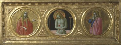 Kristus som sorgens man flankerad av Maria Magdalena och Johannes evangelisten av Fra Angelico