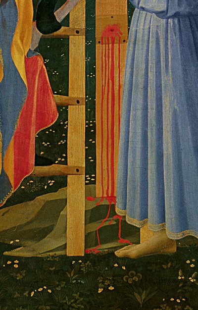 Detalj av Santa Trinita altartavla, ram och tinnar av Lorenzo Monaco av Fra Angelico