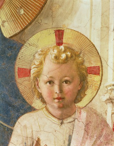 Detalj av Kristusbarnet från Madonna delle Ombre Madonna of the Shadows, fresk från 1450 av Fra Angelico