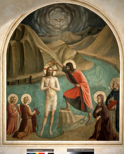 Kristi dop av Johannes Döparen - fresk av Guido di Pietro av Fra Angelico