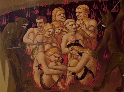 The Last Judgement, detalj av de fördömda i helvetet, c.1431 av Fra Angelico