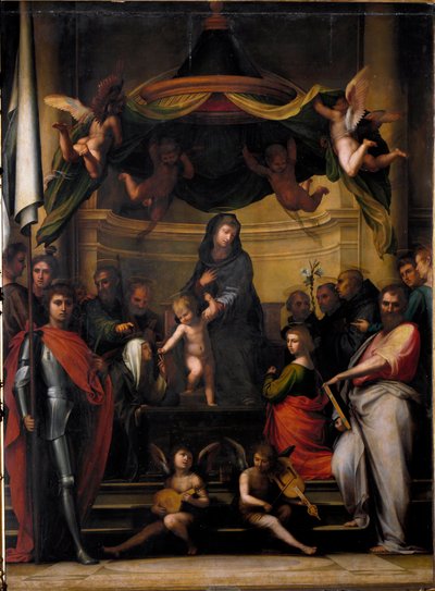 Jungfrun på tronen eller "" St. Katarinas mystiska bröllop"" Målning av Fra Bartolomeo av Fra Bartolomeo