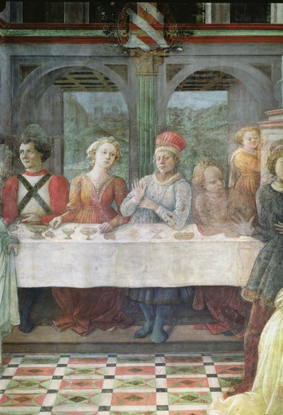 Herodes högtid: detalj av figurer vid mittbordsfresk se även 60431 & 60432 av Fra Filippo Lippi
