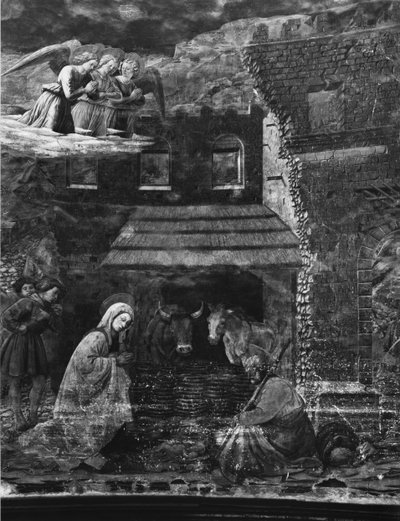 Födelsekyrkan, en av scenerna från freskcykeln av Jungfruns liv i absiden av katedralen av Fra Filippo Lippi