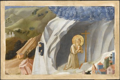 Sankt Benedictus frestad i vildmarken, 1430 av Fra Giovanni Angelico da Fiesole