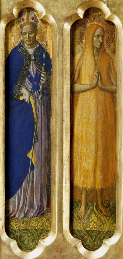 Heliga Ludvig av Toulouse och Maria av Egypten från Perugia altartavla, ca 1437. av Fra Giovanni Angelico da Fiesole