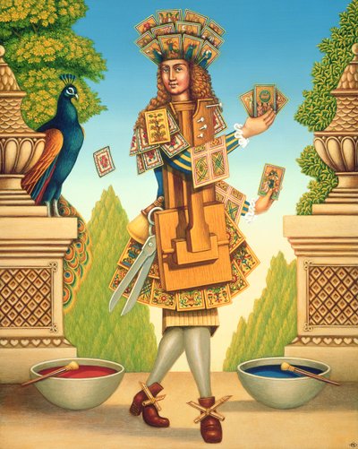 Cartomancy, 2004 (olja och tempera på papper) av Frances Broomfield
