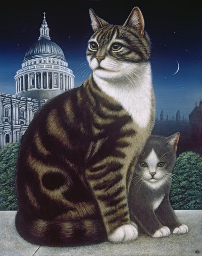 Faith, the St. Pauls Cat, 1995 (olja och tempera på panel) av Frances Broomfield