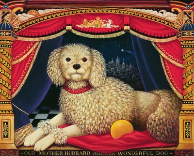 Old Mother Hubbards Wonderful Dog, 1998 (olja och tempera på panel) av Frances Broomfield