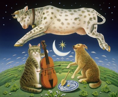 The Cat and the Fiddle, 2004 (olja och tempera på panel) av Frances Broomfield