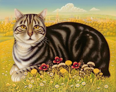 The Oxford Cat, 2001 (olja och tempera på panel) av Frances Broomfield