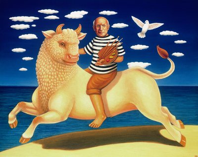 Yo Picasso, 2003 (olja och tempera på panel) av Frances Broomfield