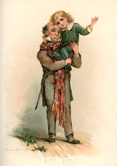 Bob Cratchit bär Tiny Tim av Frances Brundage