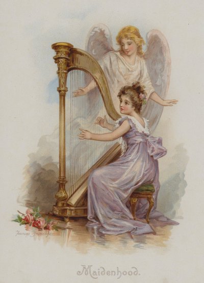Maidenhood (chromolitho) av Frances Brundage