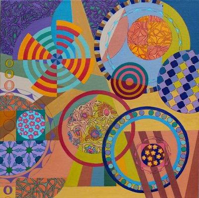 Baila Baila, 2024 (akryl på duk) av Frances Ferdinands