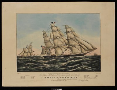 Aaron J. Westervelt Esq. dem Erbauer des New Yorker Klipperschiffs Sweepstakes ist dieser Druck respektvoll gewidmet von den Verlegern... von Frances Flora Bond (c.1812-76) (after) Palmer