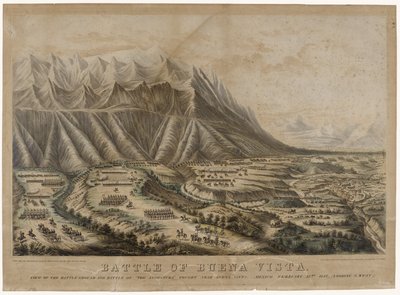 Slaget vid Buena Vista, 1847 (kromolitografi på vävt papper) av Frances Flora Bond Palmer