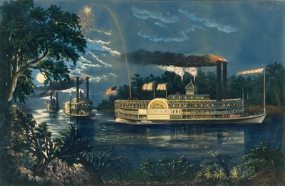 Rounding a Bend on the Mississippi - The Parting Salute, 1866. av Frances Flora Bond Palmer