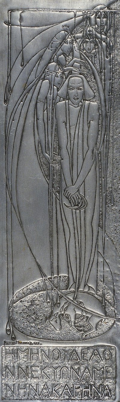 Repousse White Metal Plate, 1893 (metall) av Frances Macdonald