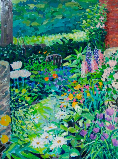 English Country Garden, 2018 (akryl på duk) av Frances Naggs