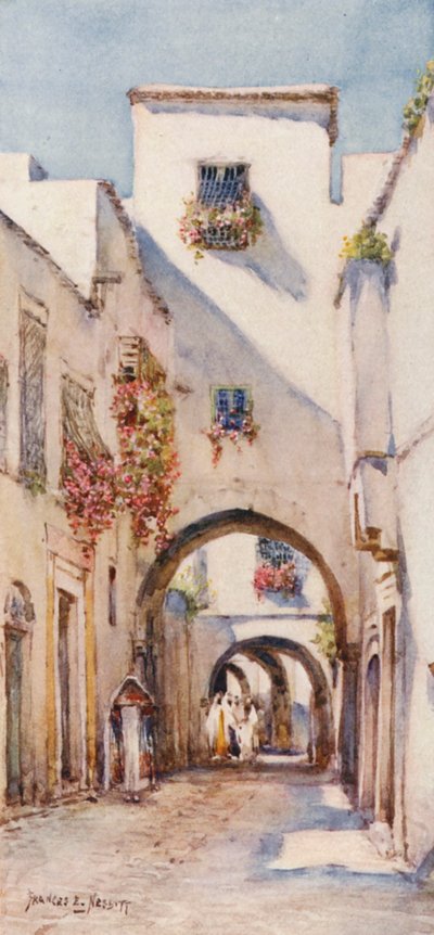 Rue Tourbet el Bey, Tunis (färglitografi) av Frances Nesbitt