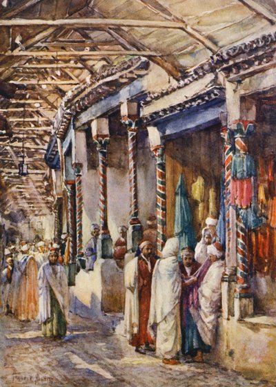 Souk el Trouk, Tunis (färglitografi) av Frances Nesbitt