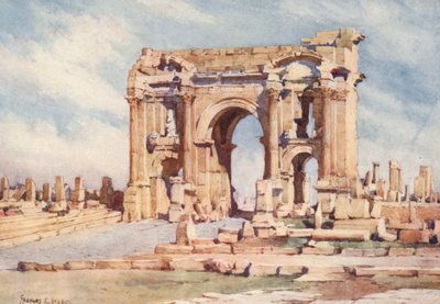 Trajanusbågen, Timgad (färglitografi) av Frances Nesbitt