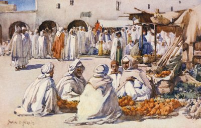 Fruktmarknaden, Biskra (färglitografi) av Frances Nesbitt