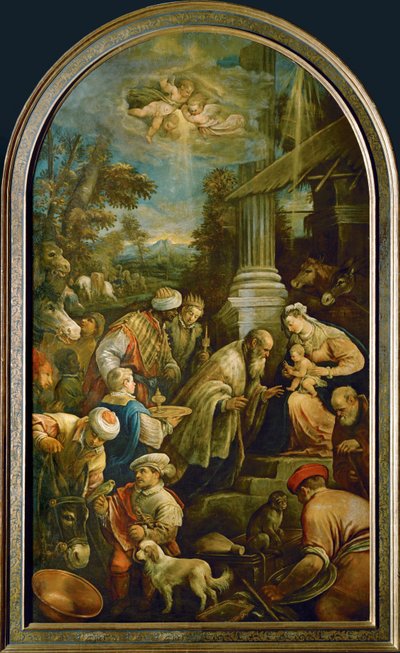 The Adoration of the Magi (olja på duk) av Francesco (1549-92) Bassano