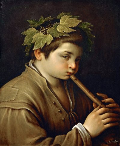 Garcon jouant de la flute - Pojke som spelar flöjten - Francesco Bassano, den yngre (1549-1592). Olja på koppar, ca 1580-1585. Mått: 54,6x44 cm. Konsthistoriska museet, Vienne av Francesco Bassano
