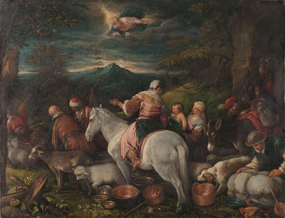 Abraham lämnar Haran av Francesco (attr. to) Bassano