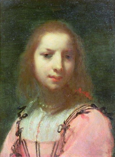 Porträtt av en ung kvinna, ca 1640 (olja på koppar) av Francesco (attr. to) Furini