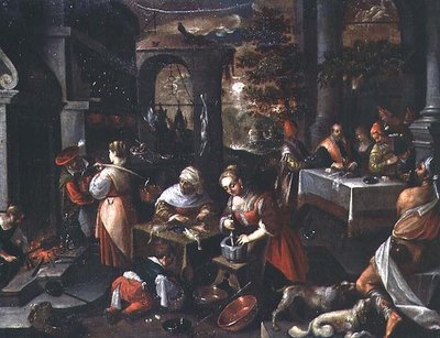 Lazarus på dykfesten av Francesco (circle of) Bassano