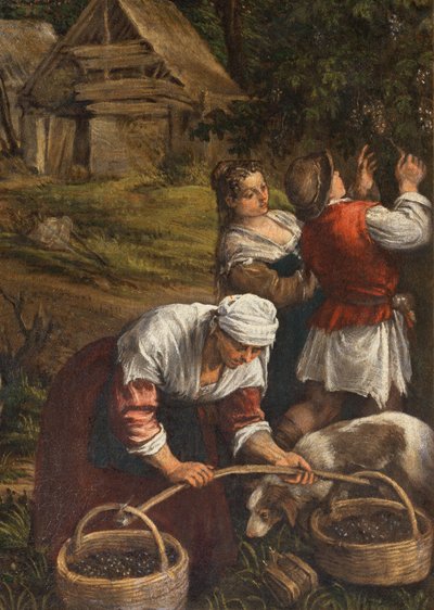 Skörd (Moses tar emot de tio budorden), (detalj av 65689), 1576 av Francesco Bassano