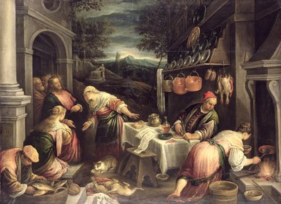 Jesus with Mary and Martha,  av Francesco Bassano