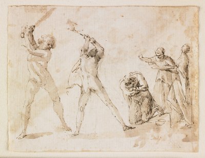 Johannes döparens martyrskap (penna och brunt bläck och tvätt och svart krita) av Francesco Allegrini
