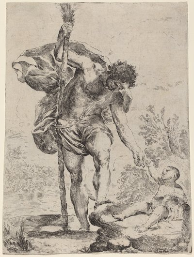 Sankt Christopher som ger sin hand till Jesusbarnet, 1650-talet. av Francesco Amato