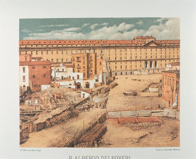 Italien, Neapel, Albergo dei Poveri (Hospice för de fattiga) 1889 (litografi) av Francesco Aversano