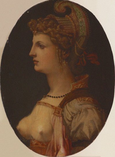 Idealiskt porträtt av en dam Porträtt av Vittoria Colonna. av Francesco Bacchiacca