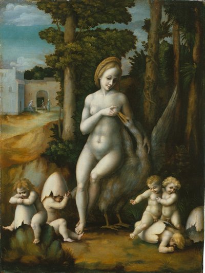 Leda och svanen av Francesco Bacchiacca
