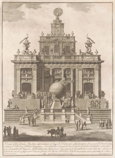 The Seconda Macchina for the Chinea of 1785: A Pleasure Palace with an Air Balloon, 1785. av Francesco Barbazza