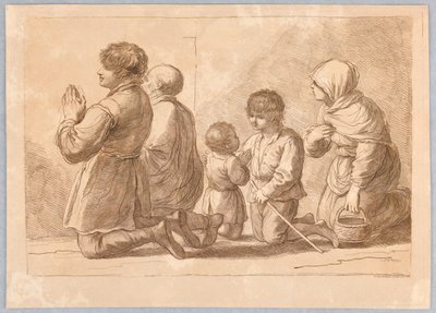 En familj som ber av Francesco Bartolozzi