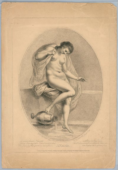 En Naiad (kvinna som kliver in i ett bad) av Francesco Bartolozzi