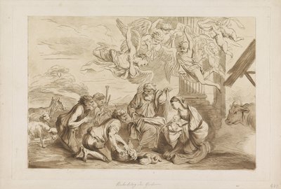 Tillbedjan av herdarna Gamla och Nya Testamentet till Castiglione (serietitel) av Francesco Bartolozzi