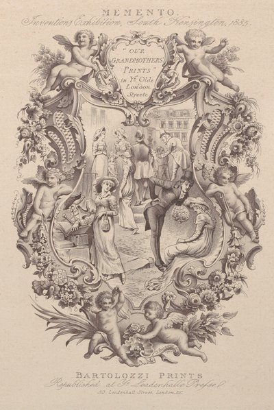 Annons för Memento, Inventions Exhibition, South Kensington, 1885, ca. 1885. av Francesco Bartolozzi