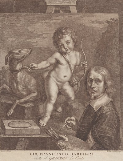 Guercino självporträtt, 1790-99. av Francesco Bartolozzi