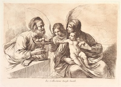 Helig familj med en ängel som ger frukt åt Kristusbarnet: Raccolta di alcuni disegni..., 1764. av Francesco Bartolozzi